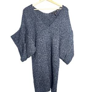 BCBGMAXAZRIA Textured Knit Poncho Sweater Dress Gray Blue Size XS